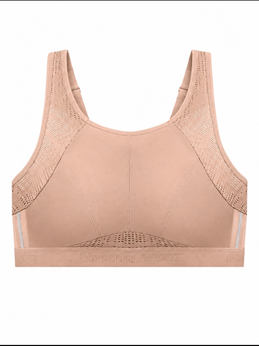 GLAMORISE Sport NO-SWEAT Mesh WIRELESS Sports Bra 1068 CAFE Size 34F NWOT
